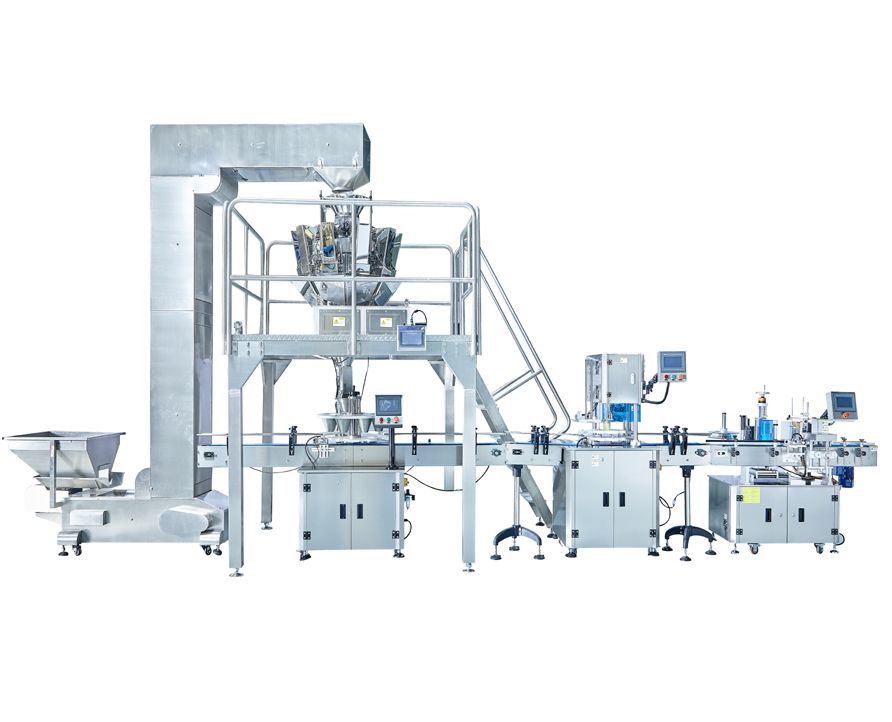 Granules Weighing Filling Machine Line,Solid Product Machine Packing Line,Can Filling and Sealing Packaging Line