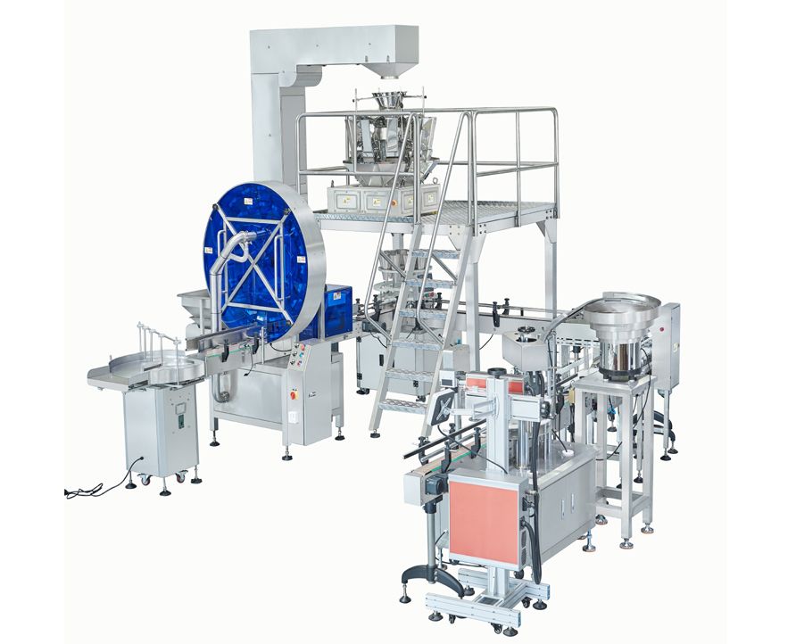 Granules Weighing Filling Machine Line,Solid Product Machine Packing Line,Can Filling and Sealing Packaging Line