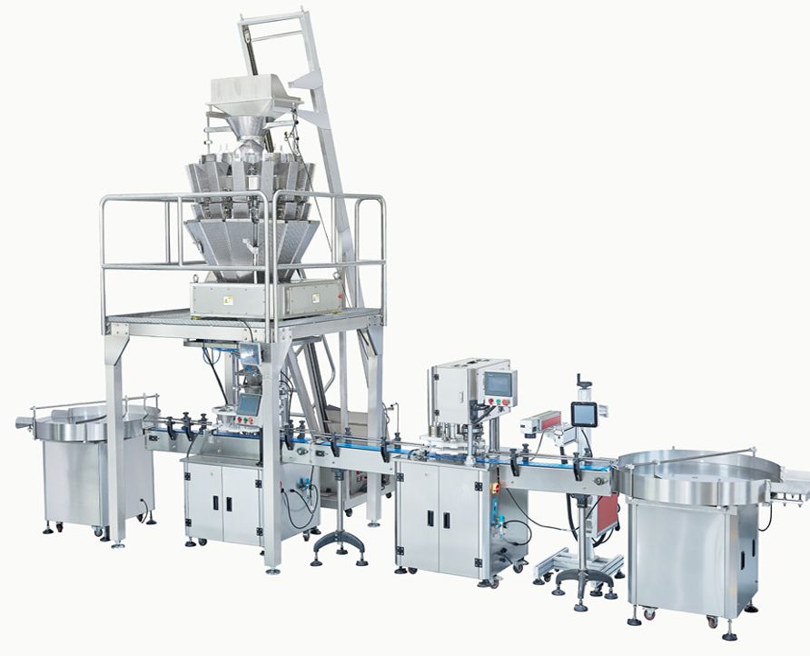 Granules Weighing Filling Machine Line,Solid Product Machine Packing Line,Can Filling and Sealing Packaging Line