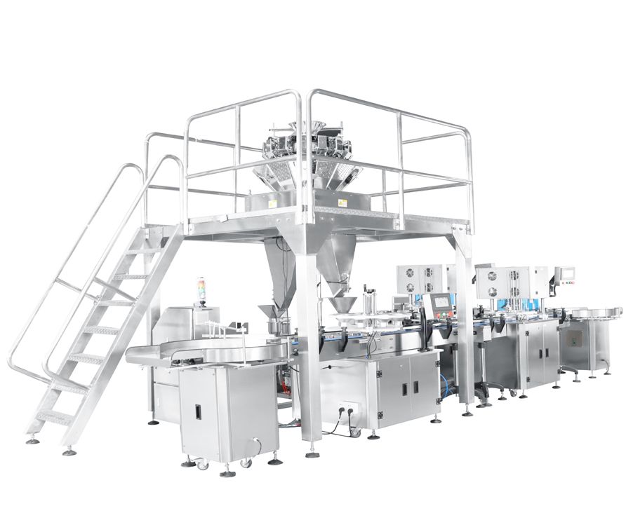 Granules Weighing Filling Machine Line,Solid Product Machine Packing Line,Can Filling and Sealing Packaging Line