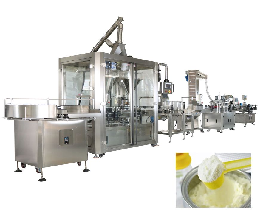 Powder Machine Line,Protein Powder,Milk Powder Filling Sealing Labeling Capping Line