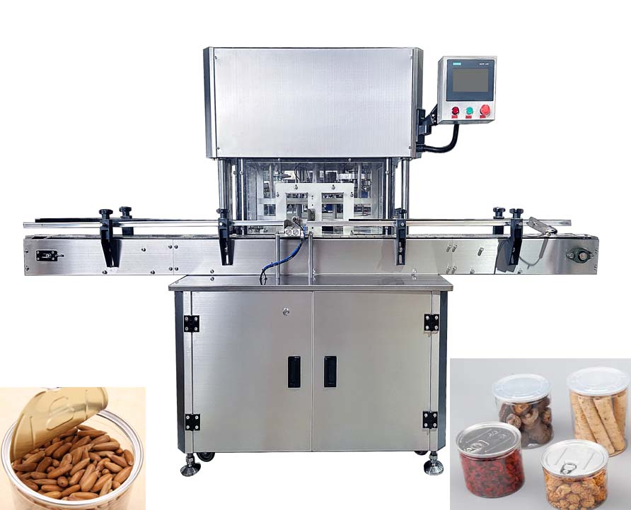 Nitrogen Room Can Sealing Machine, Automatic Can Seaming Machine with N2 for Nuts, Small Pellet, Can Crimper for Coffee