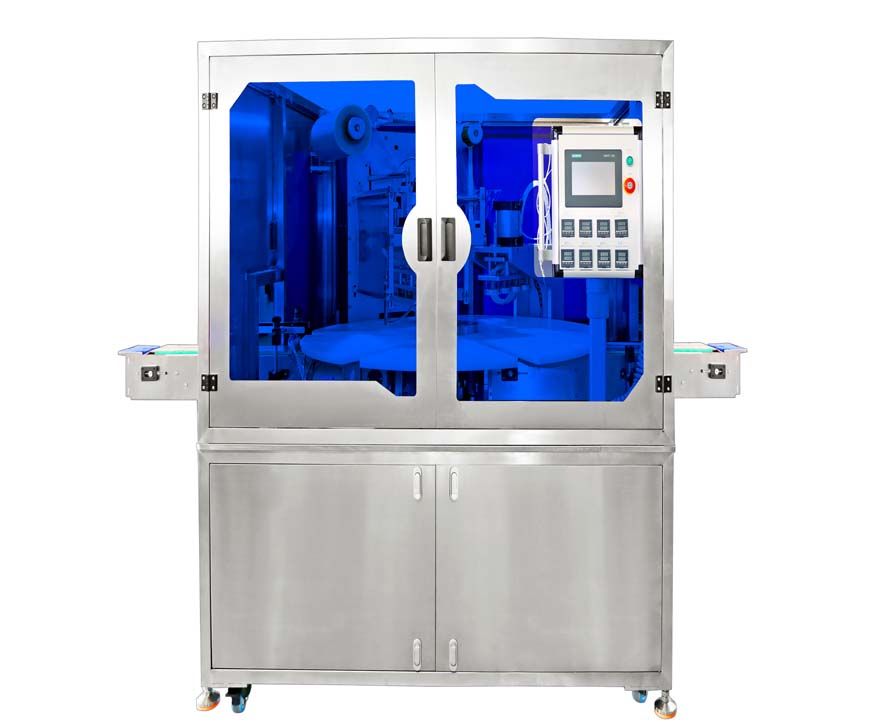 Automatic Rotary Heat Foil Sealing Machine with double sealing  for Plastic Container,Transparent Film Turntable Hot Film Sealer Machine