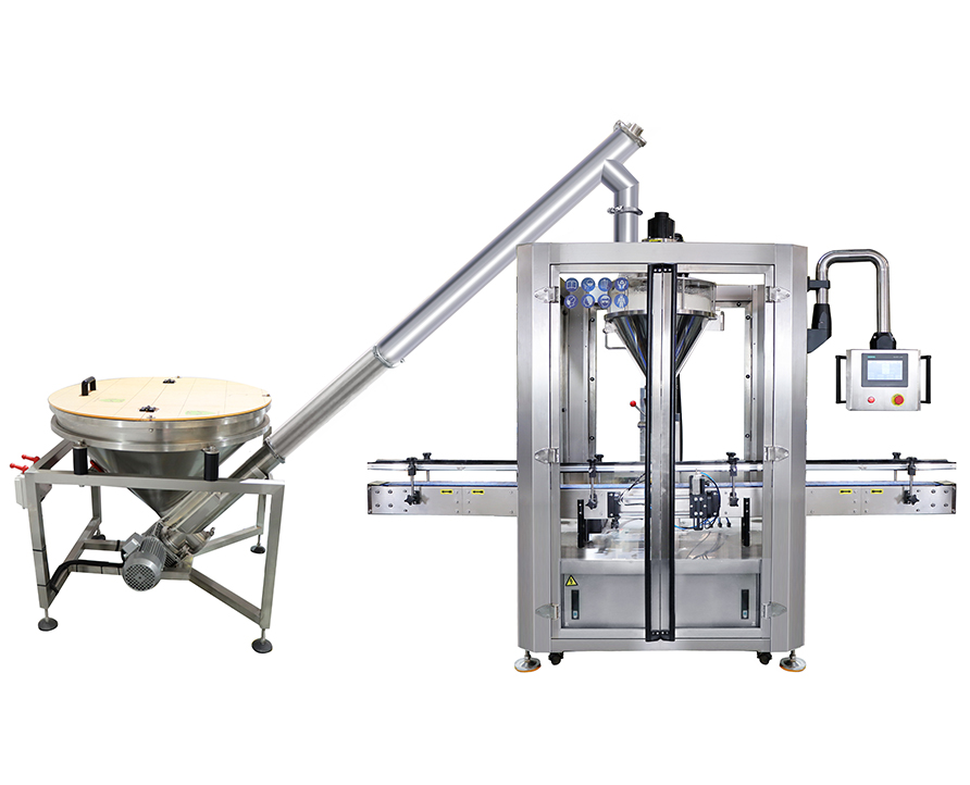 Fully automatic single-head powder filling machine (with dust cover), Screw lifting dustproof powder filling machine
