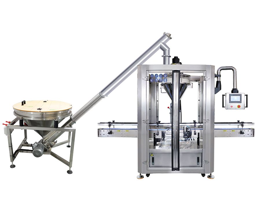 Fully automatic single-head powder filling machine (with dust cover), Screw lifting dustproof powder filling machine