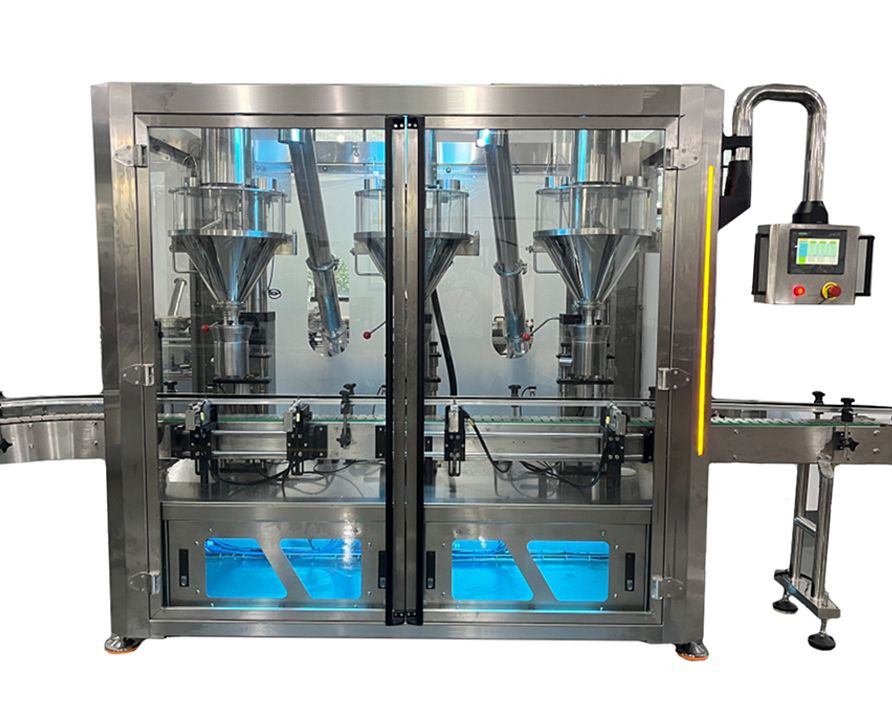 Fully automatic three-head powder filling machine, three-station automatic powder filling machine