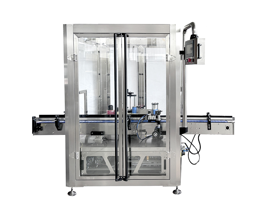 Peanut and nut canning packaging line with air blowing cleaning, bottle flipper, rotary feeding, metal detector, nitrogen flushing sealing, labeling and coding machine