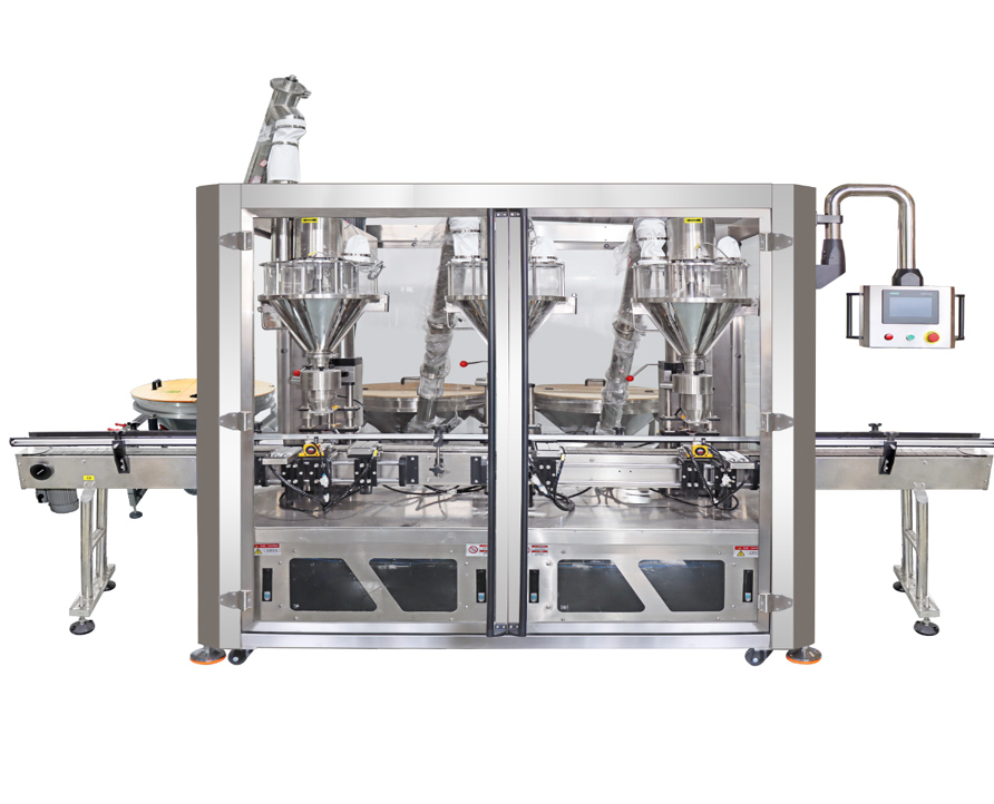 Fully automatic three-head powder filling machine, three-station automatic powder filling machine