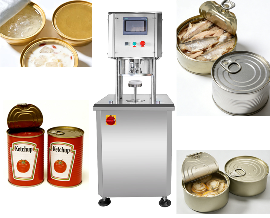 Semi-automatic vacuum sealer machine, negative pressure vacuum can seamer machine for seafood cans