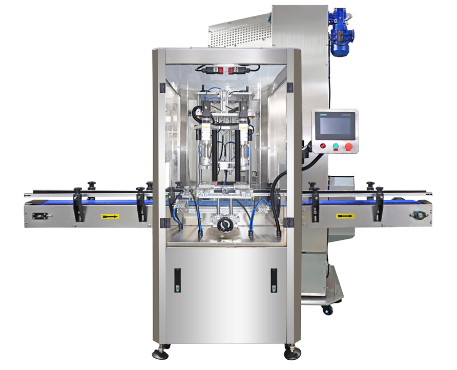 Fully automated juice sauce bottle packaging production line, integrating bottle sterilization machine, servo piston filling machine, capping and bottle collector