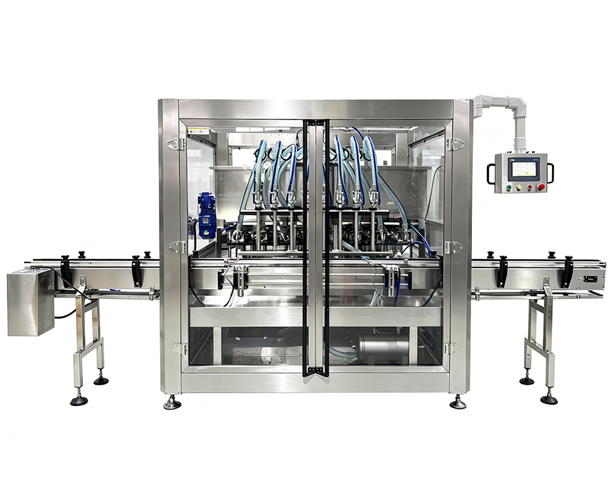 Horizontal Piston Filling Machine with 8 heads for Oil and Sauce | High Precision Liquid Filler Equipment